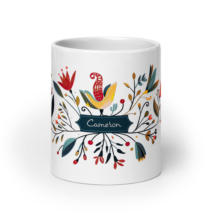 Cameron Exclusive Name Art Piece Home Office Work Coffee Mug Mexican Spanish Pride Gift Cup One-Of-A-Kind Calligraphy White Glossy Mug | C10 Mexicada