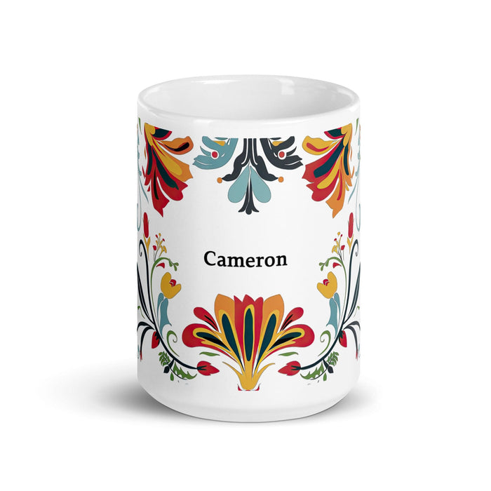 Cameron Exclusive Name Art Piece Home Office Work Coffee Mug Mexican Spanish Pride Gift Cup One-Of-A-Kind Calligraphy White Glossy Mug | C11 Mexicada