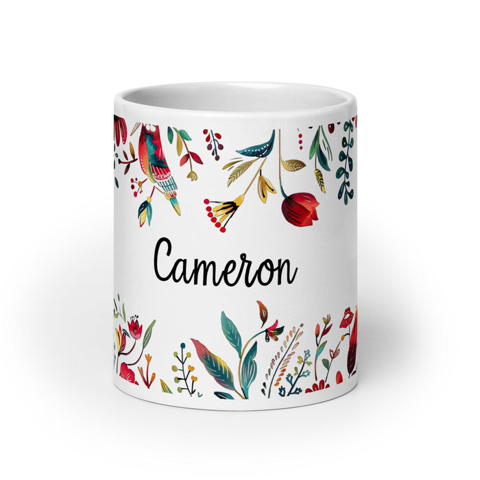 Cameron Exclusive Name Art Piece Home Office Work Coffee Mug Mexican Spanish Pride Gift Cup One-Of-A-Kind Calligraphy White Glossy Mug | C12 Mexicada