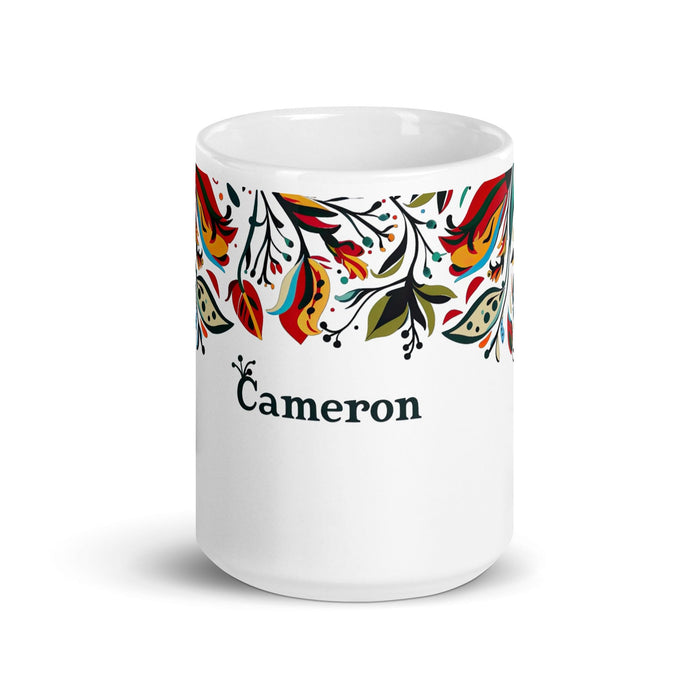 Cameron Exclusive Name Art Piece Home Office Work Coffee Mug Mexican Spanish Pride Gift Cup One-Of-A-Kind Calligraphy White Glossy Mug | C4 Mexicada