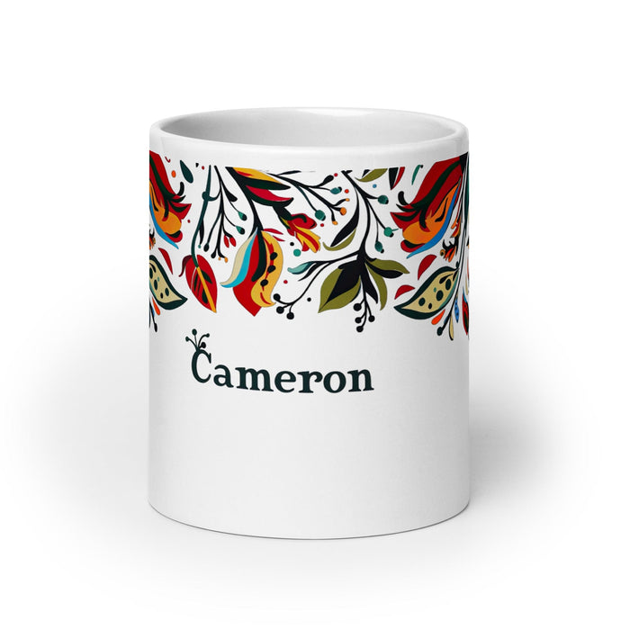 Cameron Exclusive Name Art Piece Home Office Work Coffee Mug Mexican Spanish Pride Gift Cup One-Of-A-Kind Calligraphy White Glossy Mug | C4 Mexicada