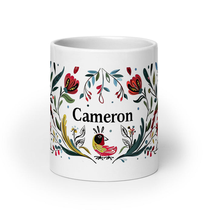 Cameron Exclusive Name Art Piece Home Office Work Coffee Mug Mexican Spanish Pride Gift Cup One-Of-A-Kind Calligraphy White Glossy Mug | C5 Mexicada