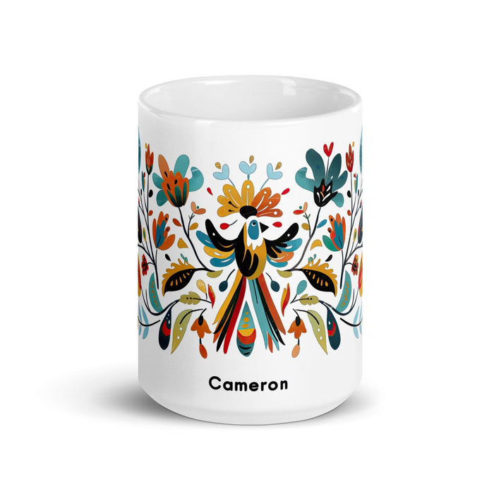 Cameron Exclusive Name Art Piece Home Office Work Coffee Mug Mexican Spanish Pride Gift Cup One-Of-A-Kind Calligraphy White Glossy Mug | C6 Mexicada