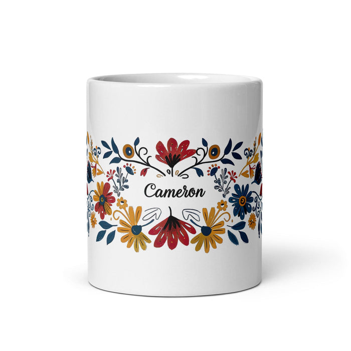 Cameron Exclusive Name Art Piece Home Office Work Coffee Mug Mexican Spanish Pride Gift Cup One-Of-A-Kind Calligraphy White Glossy Mug | C7 Mexicada