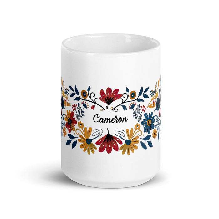 Cameron Exclusive Name Art Piece Home Office Work Coffee Mug Mexican Spanish Pride Gift Cup One-Of-A-Kind Calligraphy White Glossy Mug | C7 Mexicada