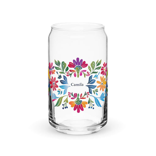 Camila Exclusive Name Art Piece Can-Shaped Glass Home Office Work Mexican Spanish Pride Gift Cup One-Of-A-Kind Calligraphy Glass | C18 Mexicada 16 oz (No Lid No Straw)