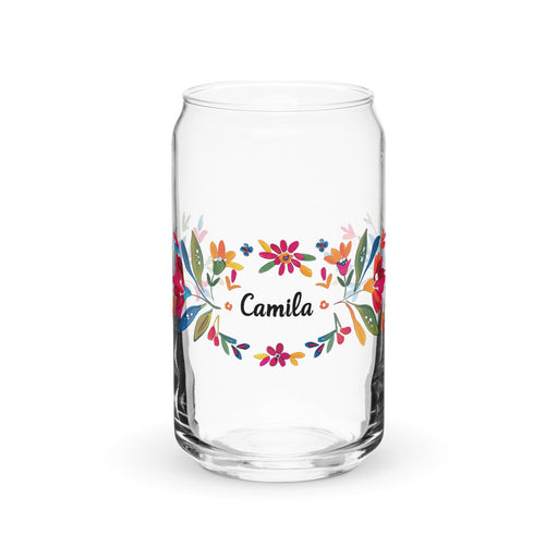 Camila Exclusive Name Art Piece Can-Shaped Glass Home Office Work Mexican Spanish Pride Gift Cup One-Of-A-Kind Calligraphy Glass | C20 Mexicada 16 oz (No Lid No Straw)