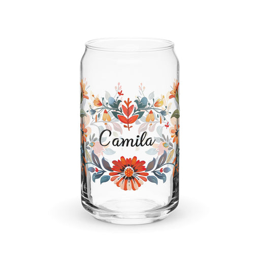 Camila Exclusive Name Art Piece Can-Shaped Glass Home Office Work Mexican Spanish Pride Gift Cup One-Of-A-Kind Calligraphy Glass | C3 Mexicada 16 oz (No Lid No Straw)