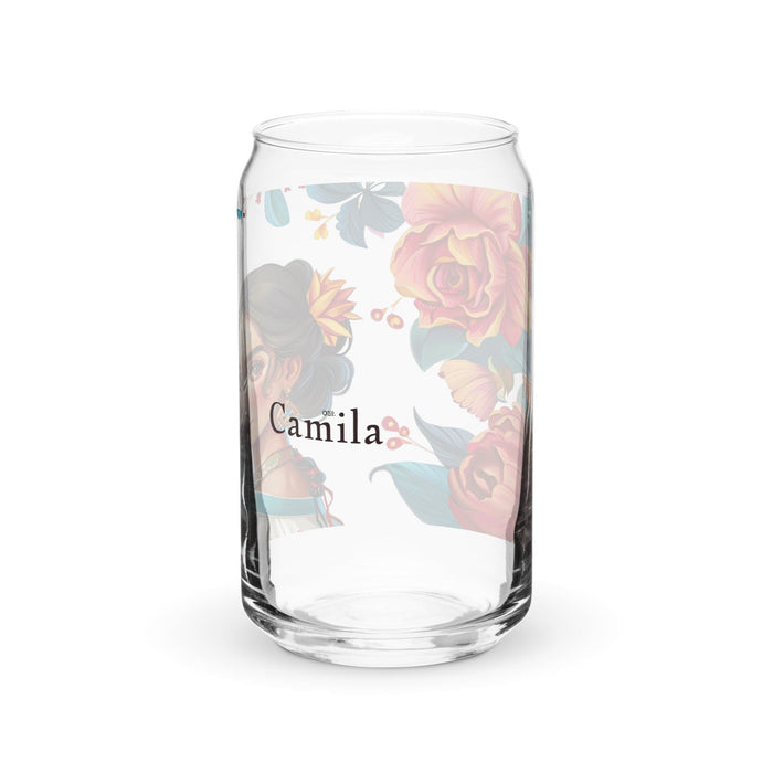 Camila Exclusive Name Art Piece Can-Shaped Glass Home Office Work Mexican Spanish Pride Gift Cup One-Of-A-Kind Calligraphy Glass | C8 Mexicada