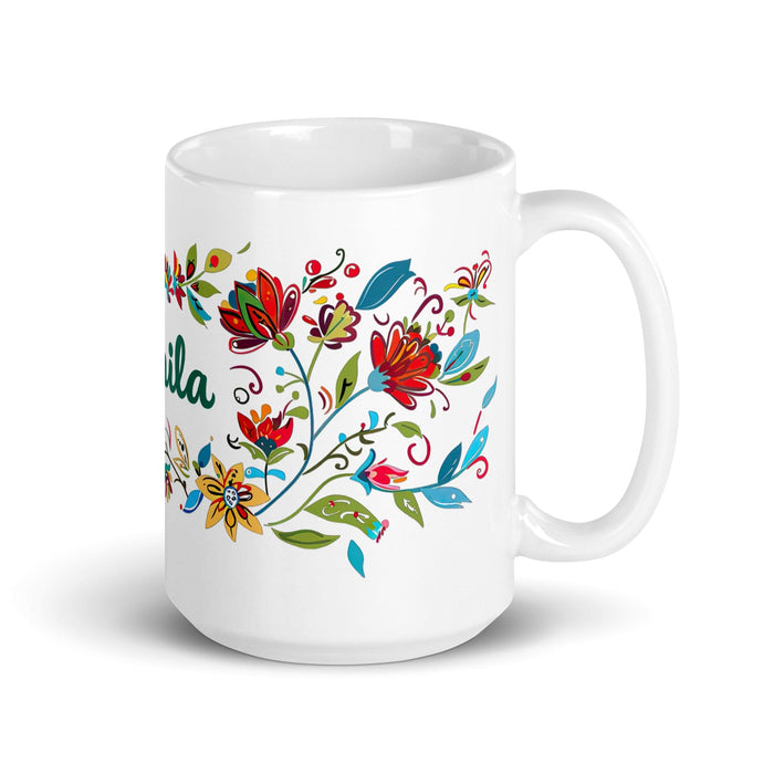 Camila Exclusive Name Art Piece Home Office Work Coffee Mug Mexican Spanish Pride Gift Cup One-Of-A-Kind Calligraphy White Glossy Mug | C10 Mexicada 15 oz