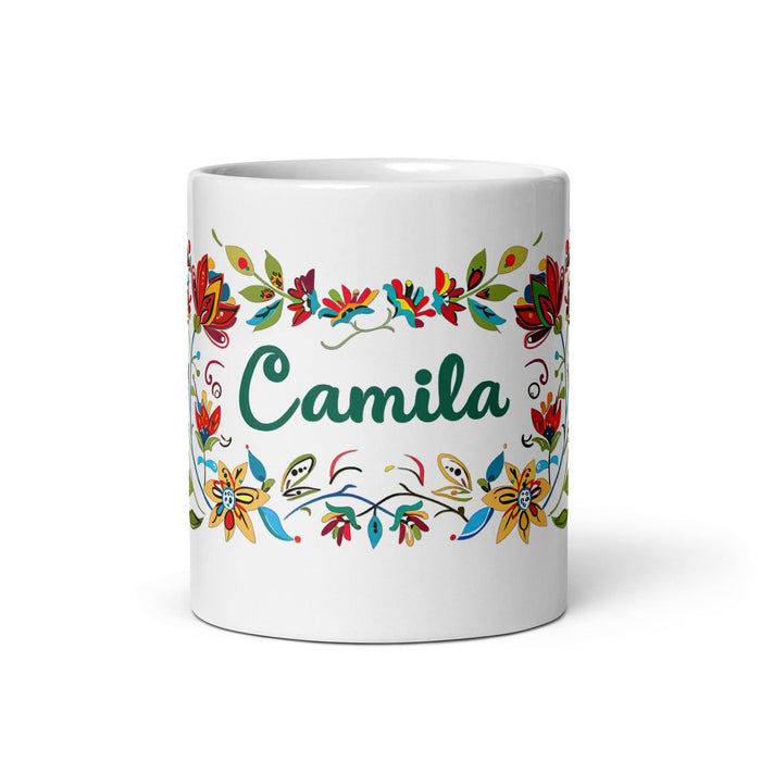 Camila Exclusive Name Art Piece Home Office Work Coffee Mug Mexican Spanish Pride Gift Cup One-Of-A-Kind Calligraphy White Glossy Mug | C10 Mexicada