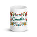 Camila Exclusive Name Art Piece Home Office Work Coffee Mug Mexican Spanish Pride Gift Cup One-Of-A-Kind Calligraphy White Glossy Mug | C10 Mexicada