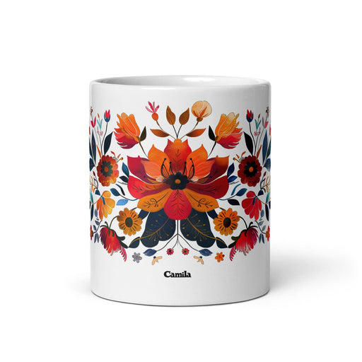 Camila Exclusive Name Art Piece Home Office Work Coffee Mug Mexican Spanish Pride Gift Cup One-Of-A-Kind Calligraphy White Glossy Mug | C11 Mexicada