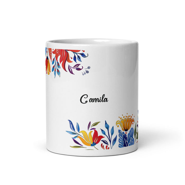 Camila Exclusive Name Art Piece Home Office Work Coffee Mug Mexican Spanish Pride Gift Cup One-Of-A-Kind Calligraphy White Glossy Mug | C12 Mexicada