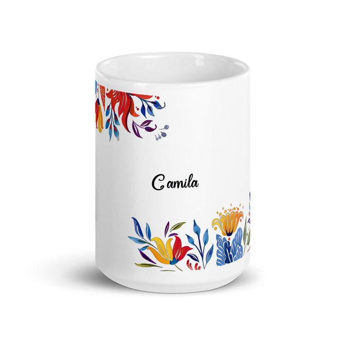 Camila Exclusive Name Art Piece Home Office Work Coffee Mug Mexican Spanish Pride Gift Cup One-Of-A-Kind Calligraphy White Glossy Mug | C12 Mexicada