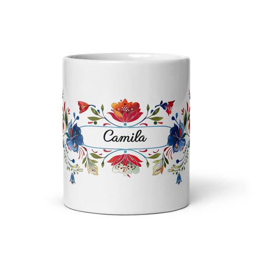 Camila Exclusive Name Art Piece Home Office Work Coffee Mug Mexican Spanish Pride Gift Cup One-Of-A-Kind Calligraphy White Glossy Mug | C13 Mexicada