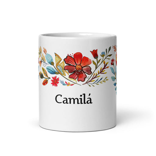 Camila Exclusive Name Art Piece Home Office Work Coffee Mug Mexican Spanish Pride Gift Cup One-Of-A-Kind Calligraphy White Glossy Mug | C15 Mexicada