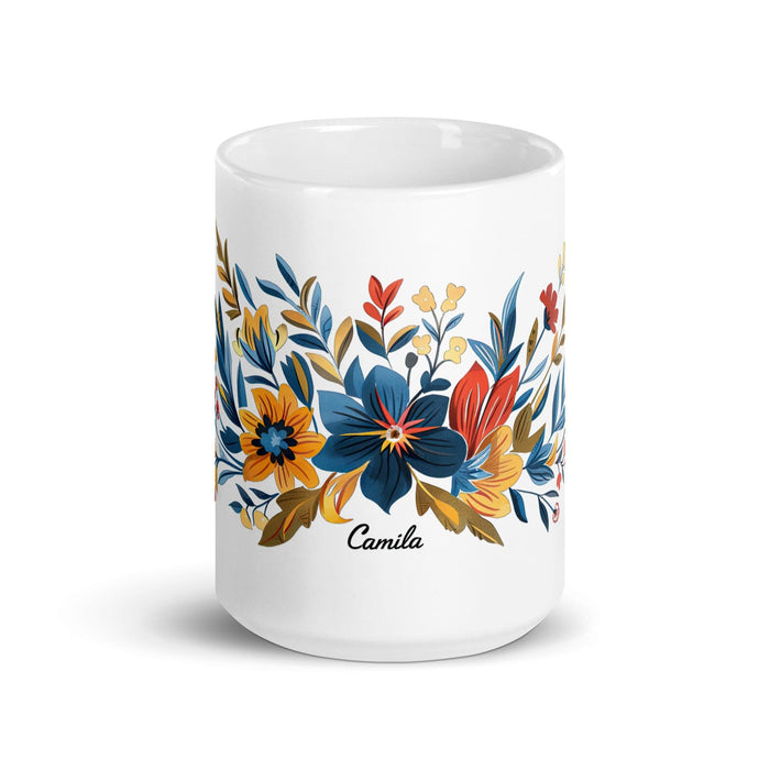 Camila Exclusive Name Art Piece Home Office Work Coffee Mug Mexican Spanish Pride Gift Cup One-Of-A-Kind Calligraphy White Glossy Mug | C16 Mexicada