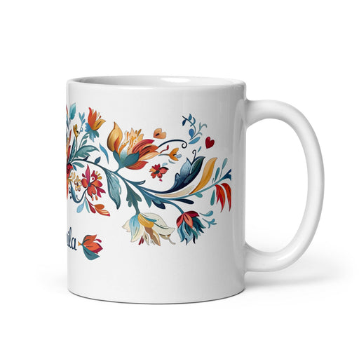 Camila Exclusive Name Art Piece Home Office Work Coffee Mug Mexican Spanish Pride Gift Cup One-Of-A-Kind Calligraphy White Glossy Mug | C17 Mexicada 11 oz