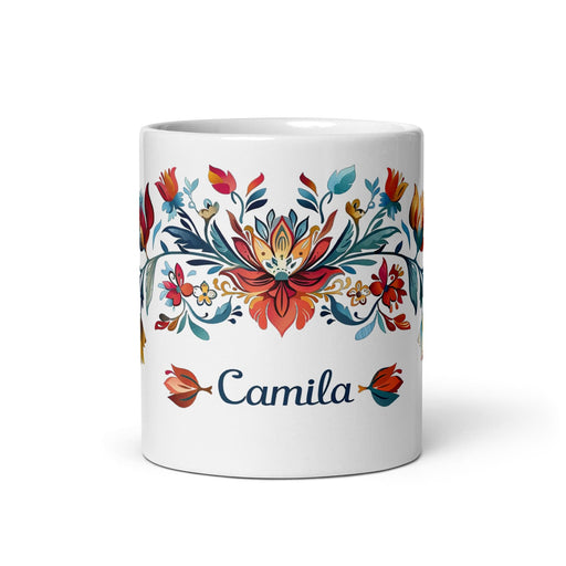 Camila Exclusive Name Art Piece Home Office Work Coffee Mug Mexican Spanish Pride Gift Cup One-Of-A-Kind Calligraphy White Glossy Mug | C17 Mexicada