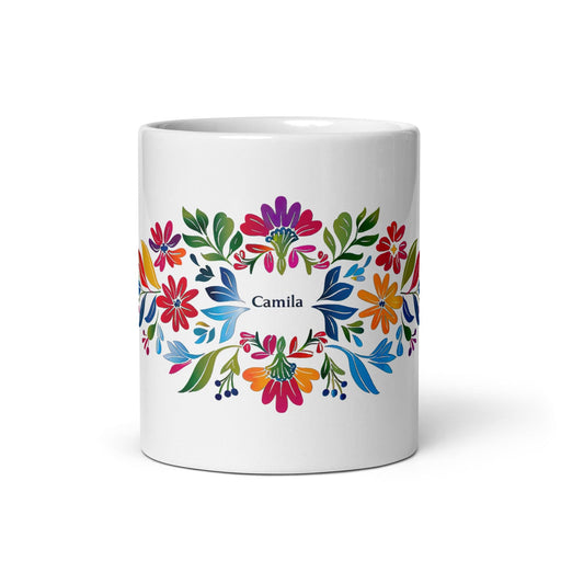 Camila Exclusive Name Art Piece Home Office Work Coffee Mug Mexican Spanish Pride Gift Cup One-Of-A-Kind Calligraphy White Glossy Mug | C18 Mexicada