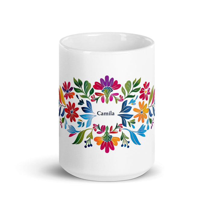 Camila Exclusive Name Art Piece Home Office Work Coffee Mug Mexican Spanish Pride Gift Cup One-Of-A-Kind Calligraphy White Glossy Mug | C18 Mexicada