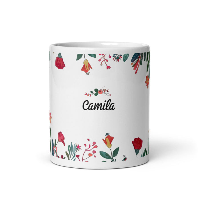 Camila Exclusive Name Art Piece Home Office Work Coffee Mug Mexican Spanish Pride Gift Cup One-Of-A-Kind Calligraphy White Glossy Mug | C19 Mexicada