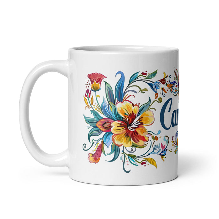 Camila Exclusive Name Art Piece Home Office Work Coffee Mug Mexican Spanish Pride Gift Cup One-Of-A-Kind Calligraphy White Glossy Mug | C2 Mexicada