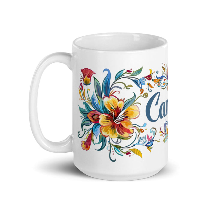 Camila Exclusive Name Art Piece Home Office Work Coffee Mug Mexican Spanish Pride Gift Cup One-Of-A-Kind Calligraphy White Glossy Mug | C2 Mexicada