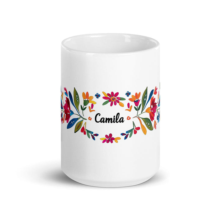 Camila Exclusive Name Art Piece Home Office Work Coffee Mug Mexican Spanish Pride Gift Cup One-Of-A-Kind Calligraphy White Glossy Mug | C20 Mexicada