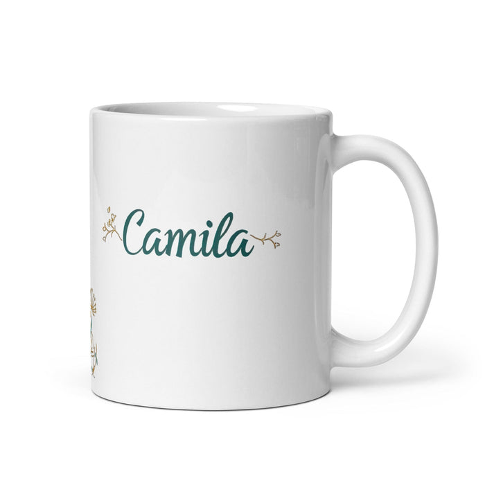 Camila Exclusive Name Art Piece Home Office Work Coffee Mug Mexican Spanish Pride Gift Cup One-Of-A-Kind Calligraphy White Glossy Mug | C22 Mexicada 11 oz