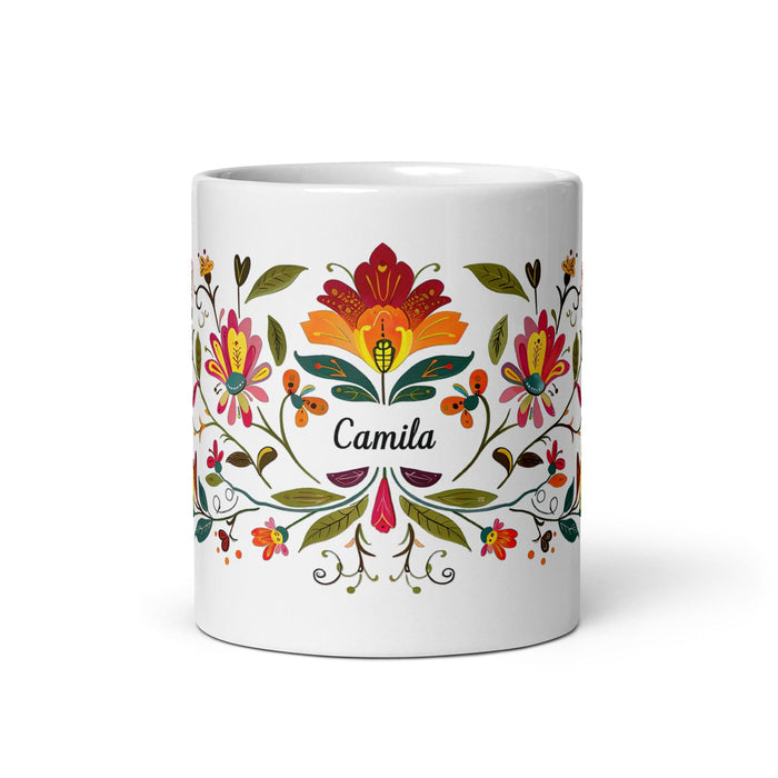 Camila Exclusive Name Art Piece Home Office Work Coffee Mug Mexican Spanish Pride Gift Cup One-Of-A-Kind Calligraphy White Glossy Mug | C23 Mexicada