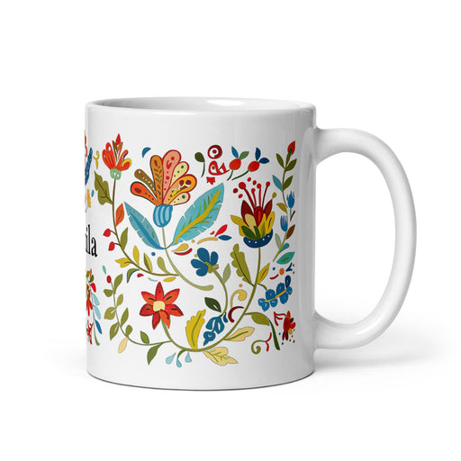 Camila Exclusive Name Art Piece Home Office Work Coffee Mug Mexican Spanish Pride Gift Cup One-Of-A-Kind Calligraphy White Glossy Mug | C24 Mexicada 11 oz