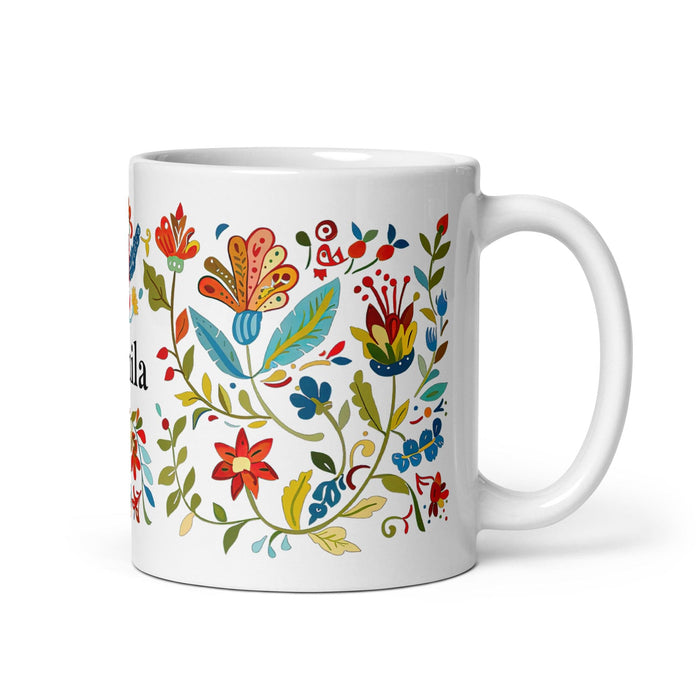 Camila Exclusive Name Art Piece Home Office Work Coffee Mug Mexican Spanish Pride Gift Cup One-Of-A-Kind Calligraphy White Glossy Mug | C24 Mexicada 11 oz