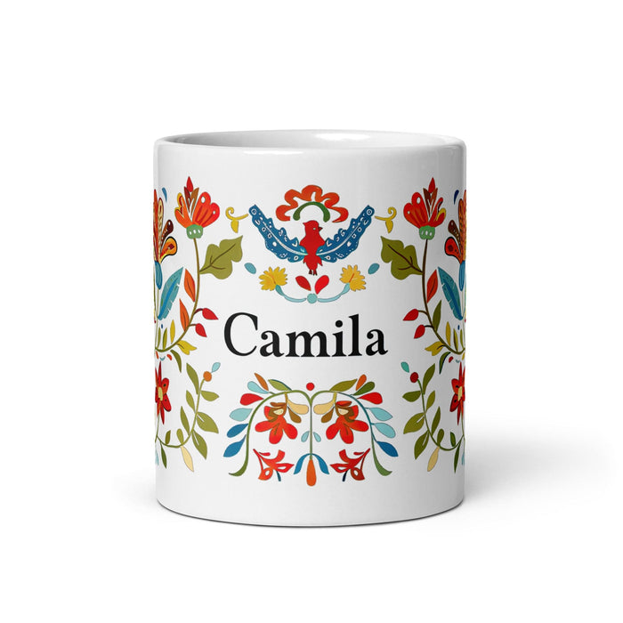 Camila Exclusive Name Art Piece Home Office Work Coffee Mug Mexican Spanish Pride Gift Cup One-Of-A-Kind Calligraphy White Glossy Mug | C24 Mexicada