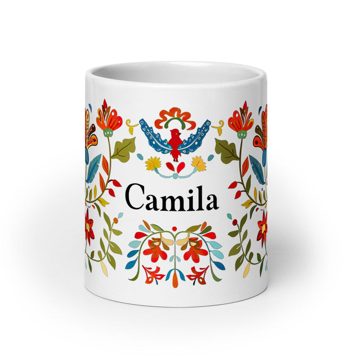 Camila Exclusive Name Art Piece Home Office Work Coffee Mug Mexican Spanish Pride Gift Cup One-Of-A-Kind Calligraphy White Glossy Mug | C24 Mexicada