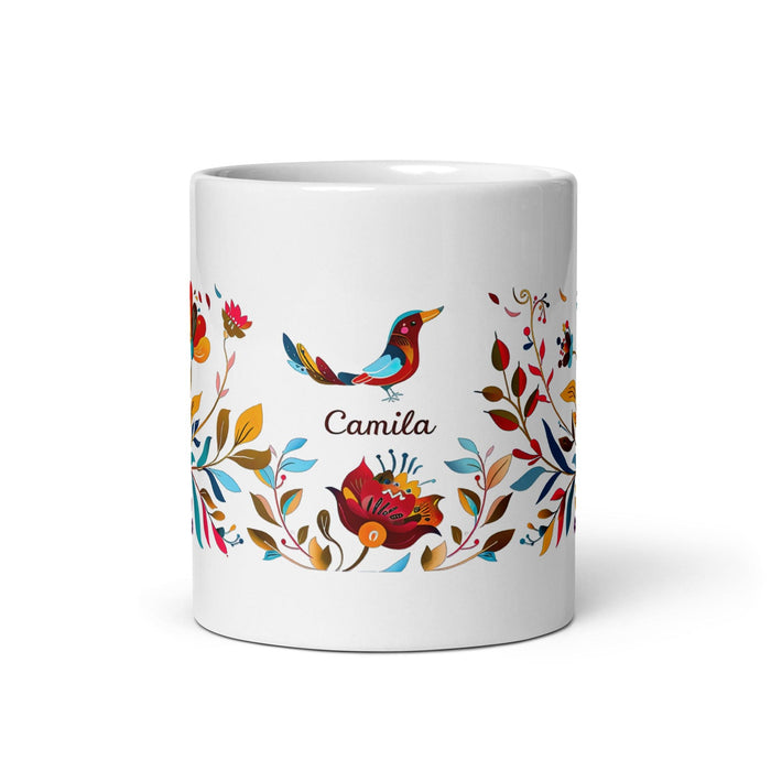 Camila Exclusive Name Art Piece Home Office Work Coffee Mug Mexican Spanish Pride Gift Cup One-Of-A-Kind Calligraphy White Glossy Mug | C25 Mexicada