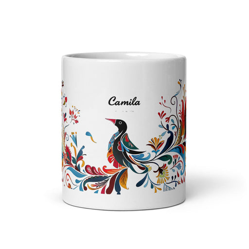 Camila Exclusive Name Art Piece Home Office Work Coffee Mug Mexican Spanish Pride Gift Cup One-Of-A-Kind Calligraphy White Glossy Mug | C5 Mexicada