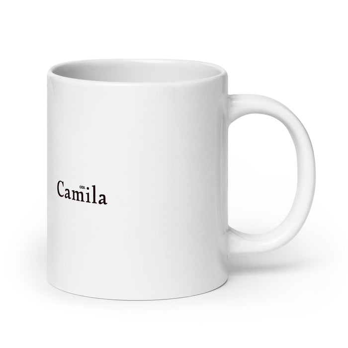 Camila Exclusive Name Art Piece Home Office Work Coffee Mug Mexican Spanish Pride Gift Cup One-Of-A-Kind Calligraphy White Glossy Mug | C8 Mexicada 20 oz