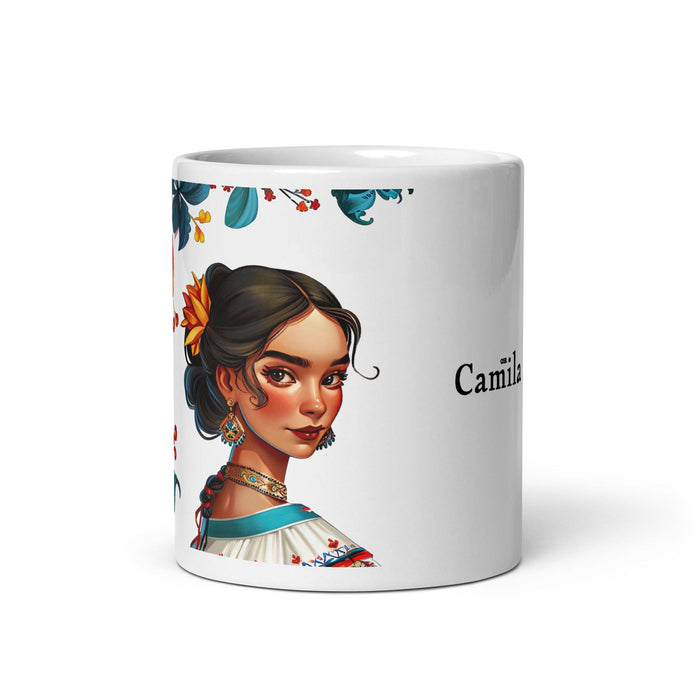 Camila Exclusive Name Art Piece Home Office Work Coffee Mug Mexican Spanish Pride Gift Cup One-Of-A-Kind Calligraphy White Glossy Mug | C8 Mexicada