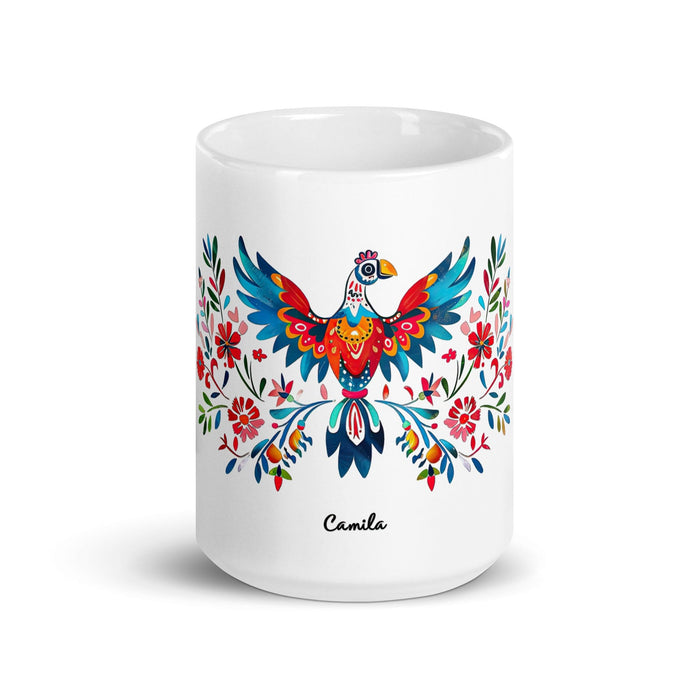 Camila Exclusive Name Art Piece Home Office Work Coffee Mug Mexican Spanish Pride Gift Cup One-Of-A-Kind Calligraphy White Glossy Mug | C9 Mexicada