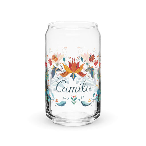 Camilo Exclusive Name Art Piece Can-Shaped Glass Home Office Work Mexican Spanish Pride Gift Cup One-Of-A-Kind Calligraphy Glass | C13 Mexicada 16 oz (No Lid No Straw)