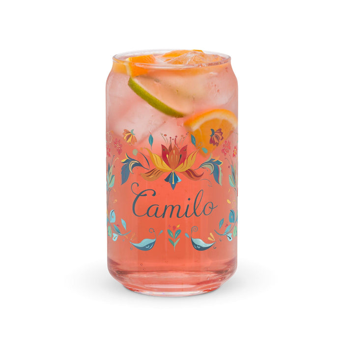 Camilo Exclusive Name Art Piece Can-Shaped Glass Home Office Work Mexican Spanish Pride Gift Cup One-Of-A-Kind Calligraphy Glass | C13 Mexicada