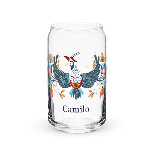 Camilo Exclusive Name Art Piece Can-Shaped Glass Home Office Work Mexican Spanish Pride Gift Cup One-Of-A-Kind Calligraphy Glass | C14 Mexicada 16 oz