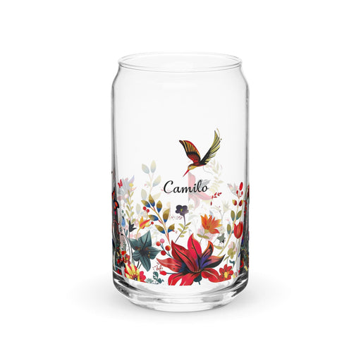 Camilo Exclusive Name Art Piece Can-Shaped Glass Home Office Work Mexican Spanish Pride Gift Cup One-Of-A-Kind Calligraphy Glass | C15 Mexicada 16 oz (No Lid No Straw)