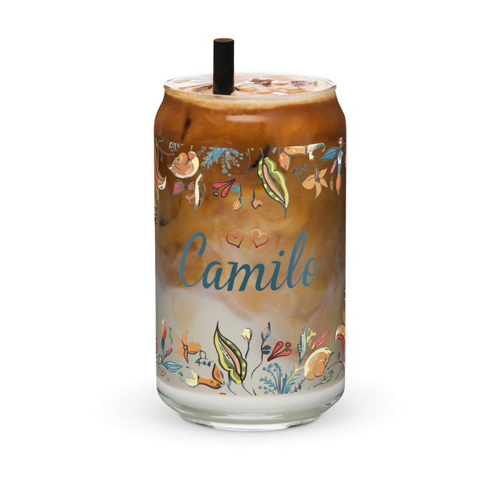 Camilo Exclusive Name Art Piece Can-Shaped Glass Home Office Work Mexican Spanish Pride Gift Cup One-Of-A-Kind Calligraphy Glass | C16 Mexicada