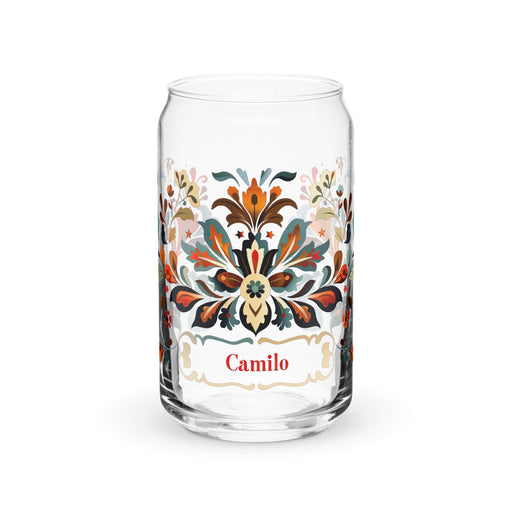 Camilo Exclusive Name Art Piece Can-Shaped Glass Home Office Work Mexican Spanish Pride Gift Cup One-Of-A-Kind Calligraphy Glass | C17 Mexicada 16 oz (No Lid No Straw)