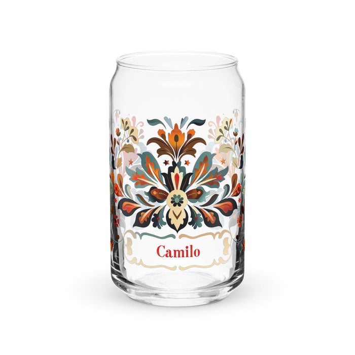 Camilo Exclusive Name Art Piece Can-Shaped Glass Home Office Work Mexican Spanish Pride Gift Cup One-Of-A-Kind Calligraphy Glass | C17 Mexicada 16 oz (No Lid No Straw)