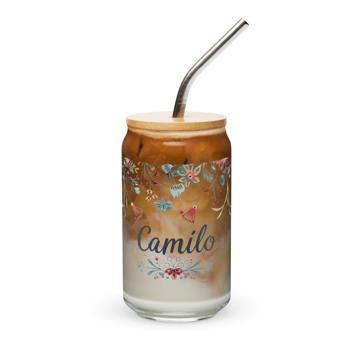 Camilo Exclusive Name Art Piece Can-Shaped Glass Home Office Work Mexican Spanish Pride Gift Cup One-Of-A-Kind Calligraphy Glass | C18 Mexicada