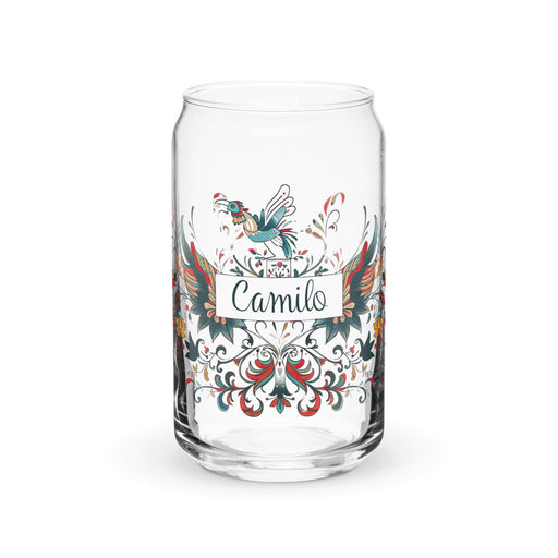 Camilo Exclusive Name Art Piece Can-Shaped Glass Home Office Work Mexican Spanish Pride Gift Cup One-Of-A-Kind Calligraphy Glass | C2 Mexicada 16 oz